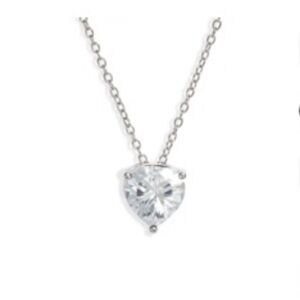 Nordstrom 2ct tw Sterling Silver Cubic Zirconia Heart Pendant Necklace